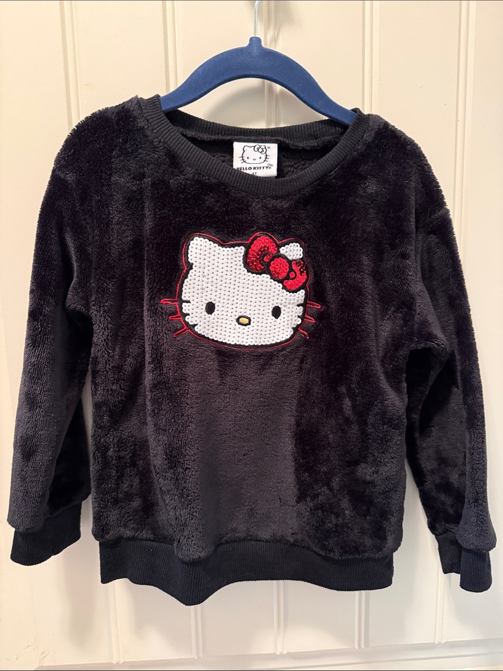 Hello Kitty Black Plush Sweatshirt with Sequins